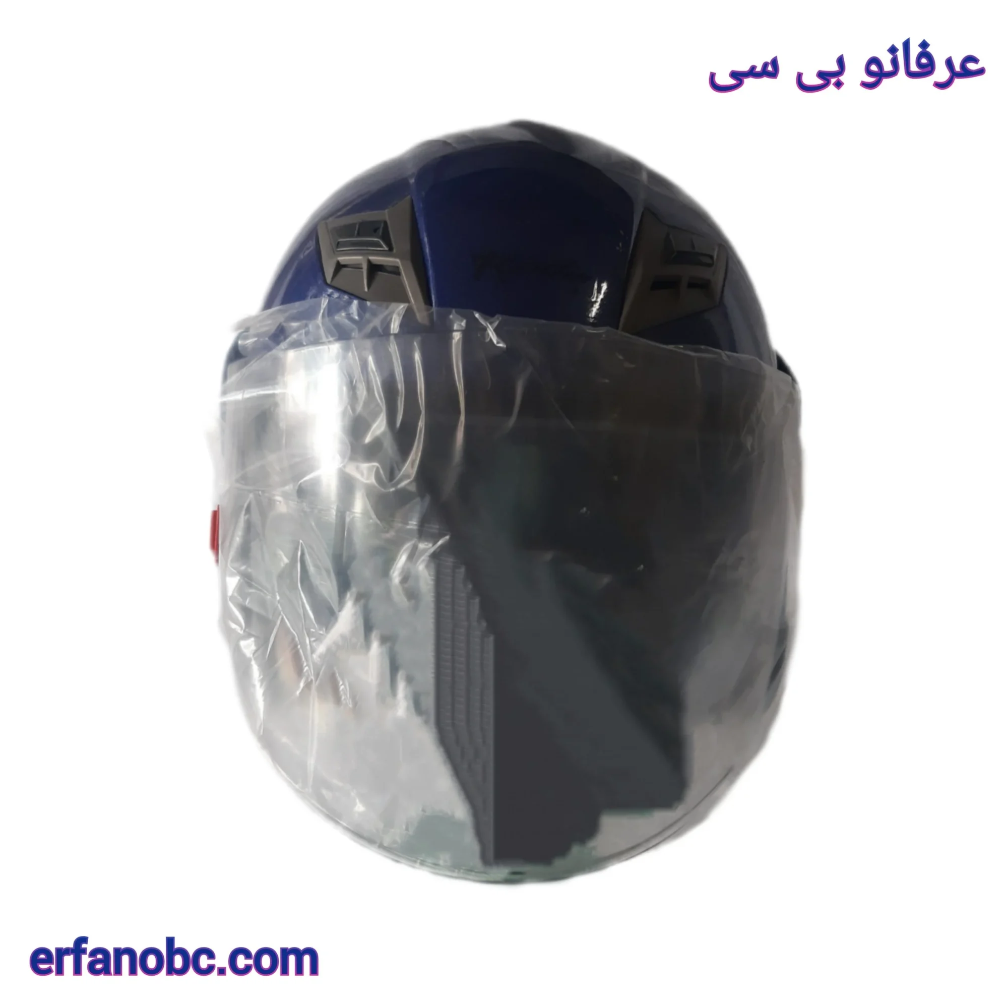 کلاه کاسکت بدون فک چراغ دار رادین رنگ آبی