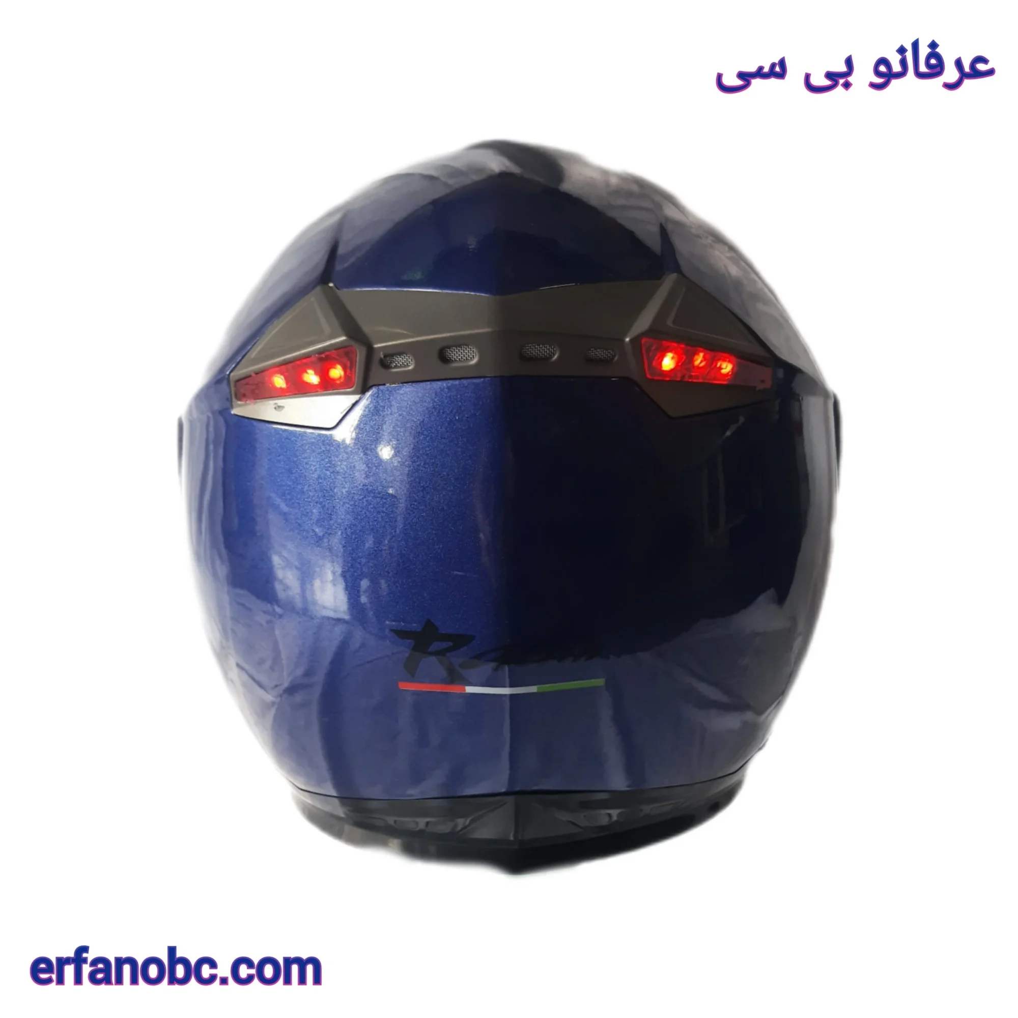 کلاه کاسکت بدون فک چراغ دار رادین رنگ آبی