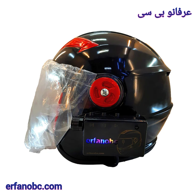 کلاه کاسکت بلوتوثی بدون فک تیزرو رنگ مشکی قرمز
