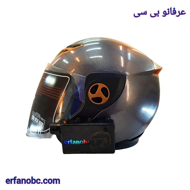 کلاه کاسکت بلوتوثی بدون فک شبرنگ دار رادین رنگ قهوه ای اکلیلی