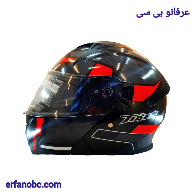 کلاه کاسکت TZ مدل تایگر رنگ مشکی قرمز