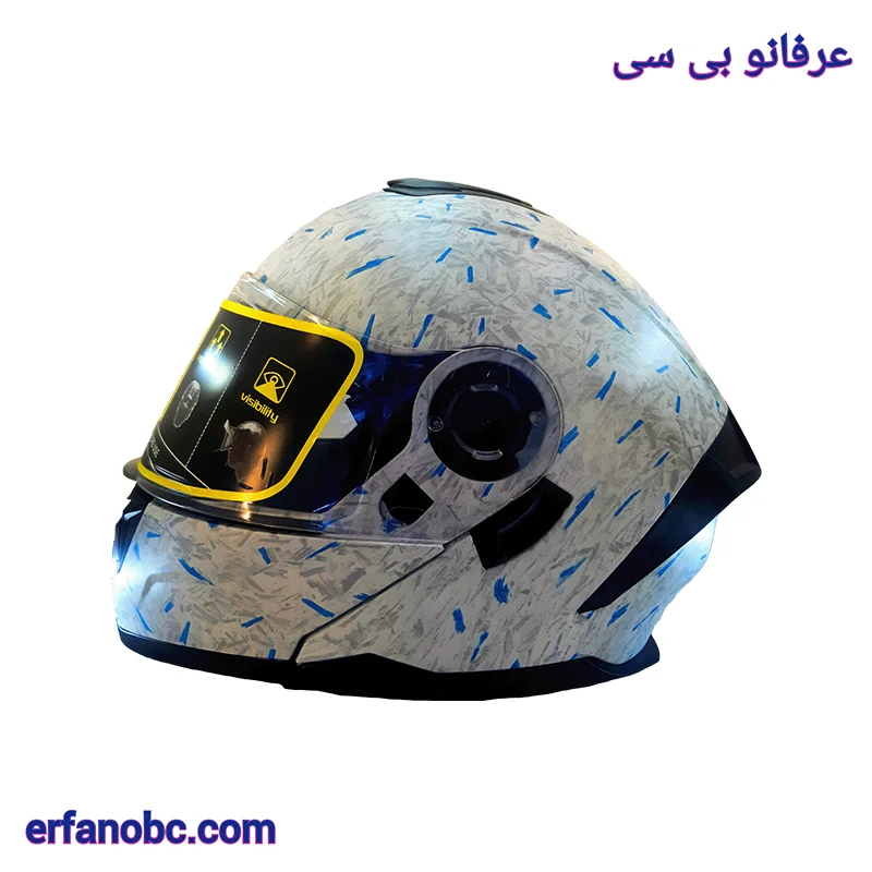 کلاه کاسکت فک متحرک لاوس رنگ سفید آبی lavous
